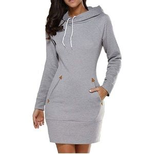 Celmia Long Sleeve Hooded Sweatshirt Dress